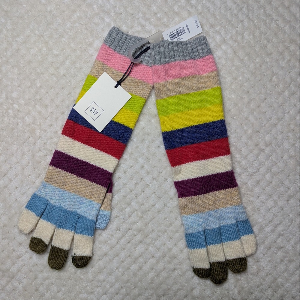 GAP Kids‎ Rainbow Stripe Touchscreen Knit Gloves NWT